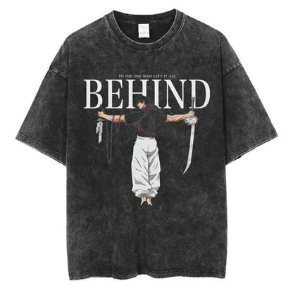 2024Japan Anime Print Oversize Cotton Mens Vintage TShirt