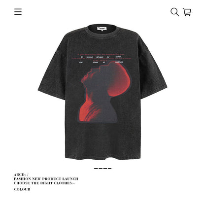 American vintage street T-shirt men's loose cotton