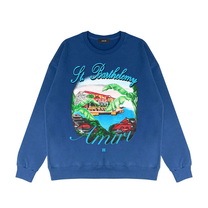 Amiri Long Sleeved Shirt Fashion Brand Crew Sweatshirts round Neck Sweater