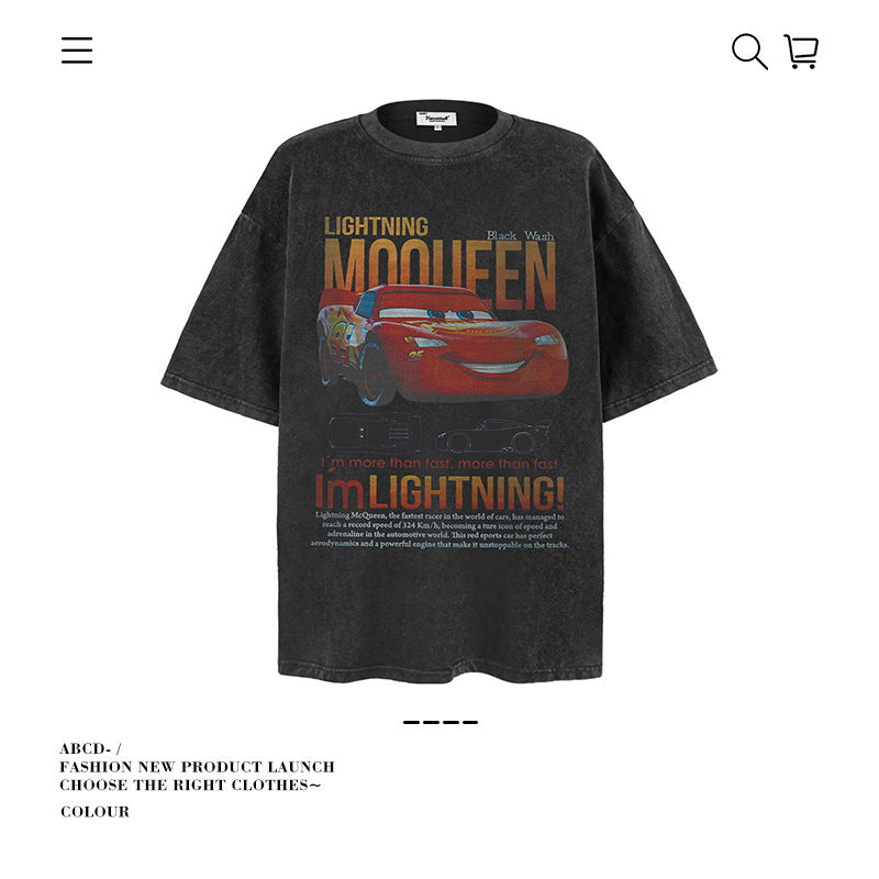 American vintage street T-shirt pure cotton men's and women's summer loose