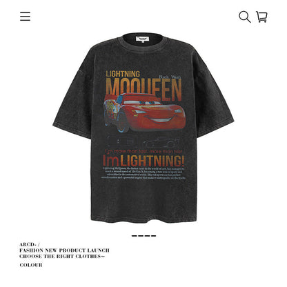 American vintage street T-shirt pure cotton men's and women's summer loose