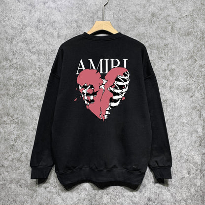 Amiri Long Sleeved Shirt Fashion Brand Crew Sweatshirts round Neck Sweater