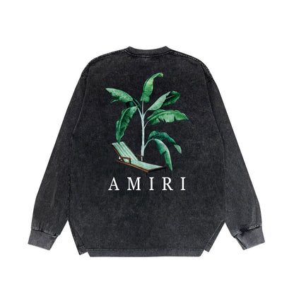 Amiri Long-Sleeve Shirt Creative Pattern Vintage Long Sleeve T-shirt