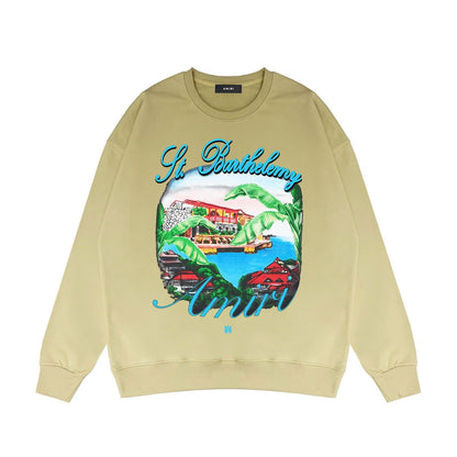 Amiri Long Sleeved Shirt Fashion Brand Crew Sweatshirts round Neck Sweater