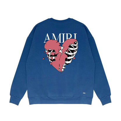 Amiri Long Sleeved Shirt Fashion Brand Crew Sweatshirts round Neck Sweater
