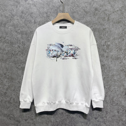 Amiri Long Sleeved Shirt Fashion Brand Crew Sweatshirts round Neck Sweater