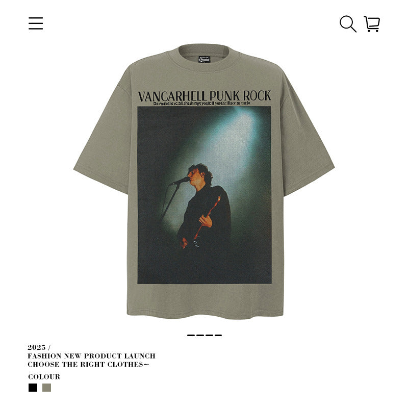 American vintage street T-shirt vintage cotton summer boys