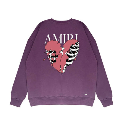 Amiri Long Sleeved Shirt Fashion Brand Crew Sweatshirts round Neck Sweater