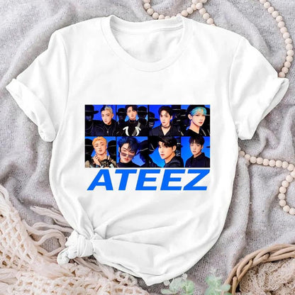 2024New Ateez Graphic Printed T-shirt for Women Summer Short