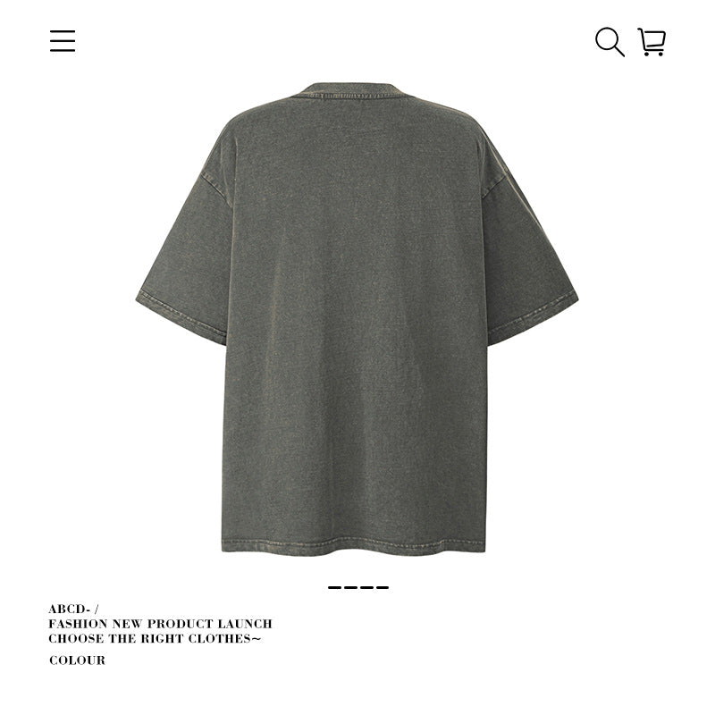 American vintage street T-shirt pure cotton men's and women's summer loose