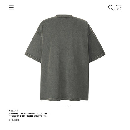 American vintage street T-shirt pure cotton men's and women's summer loose