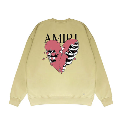 Amiri Long Sleeved Shirt Fashion Brand Crew Sweatshirts round Neck Sweater