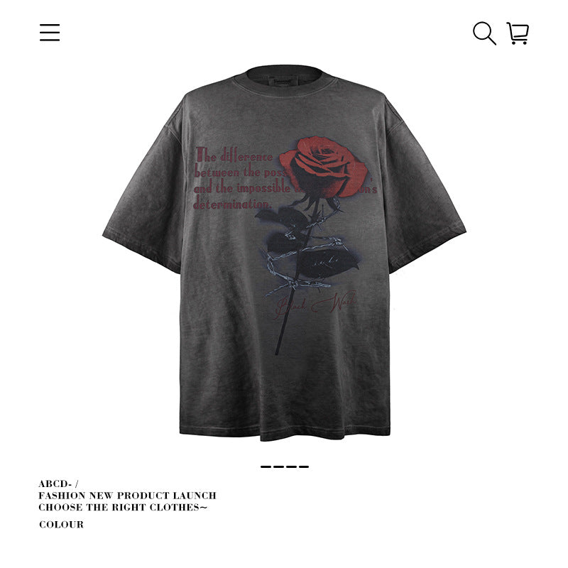 American vintage street T-shirt men's loose cotton