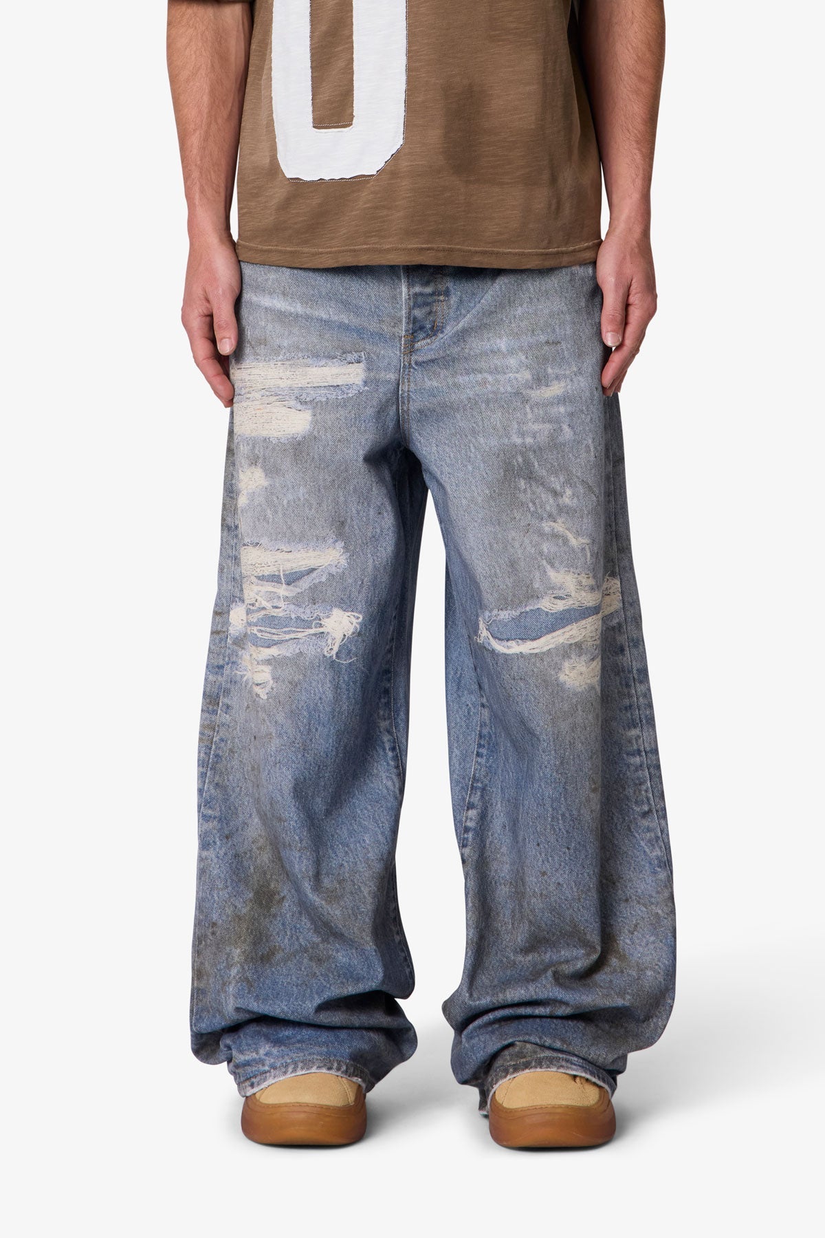 Oil Stain Printed Rave Denim - Blue