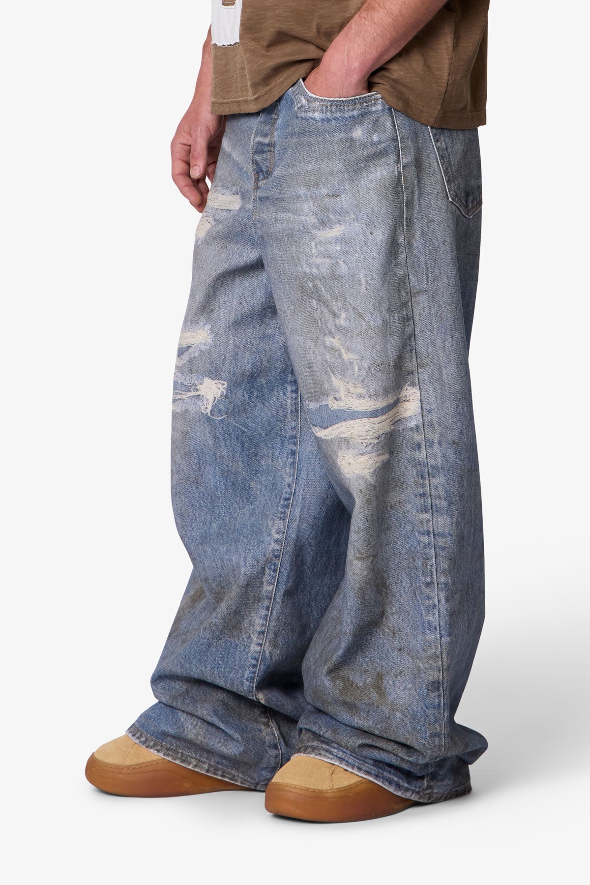 Oil Stain Printed Rave Denim - Blue