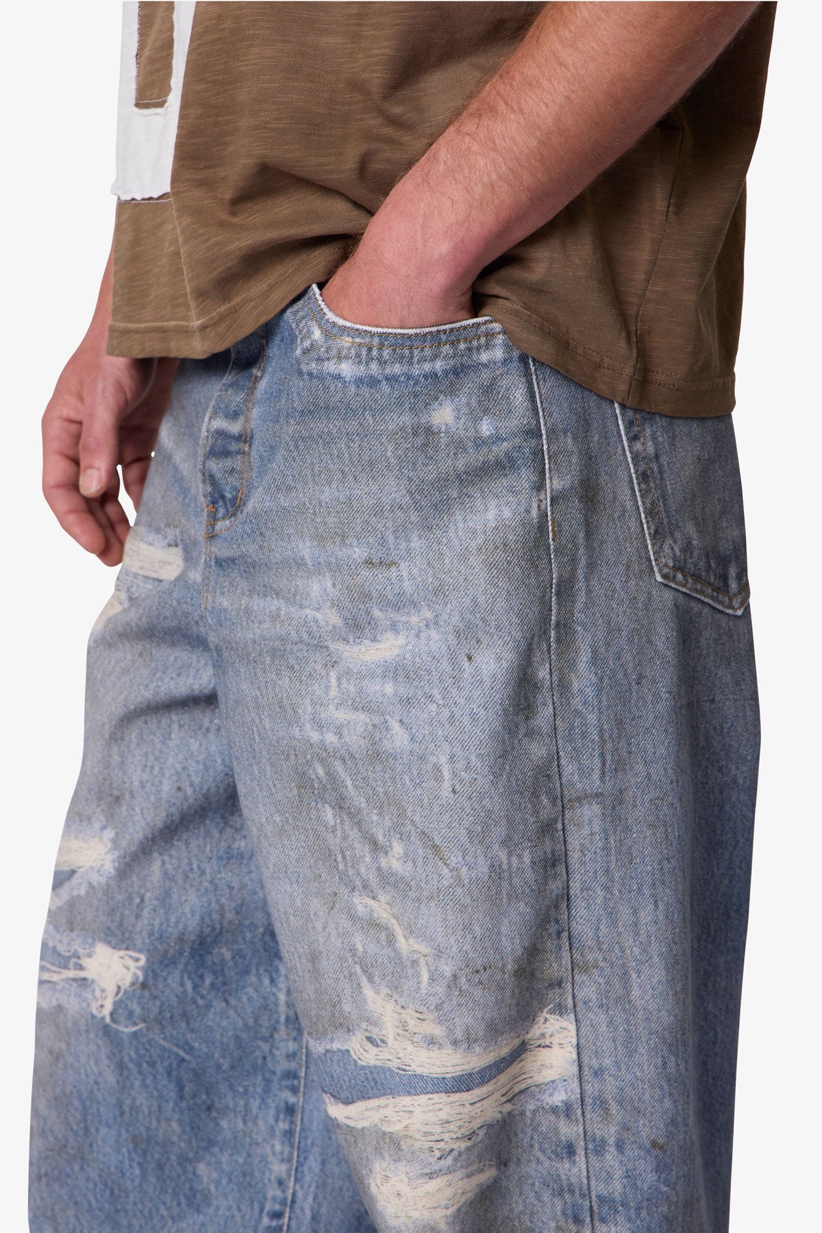Oil Stain Printed Rave Denim - Blue