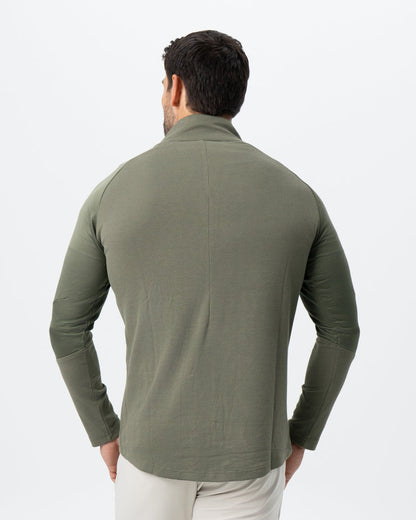 Waffle Knit Quarter Zip - Solid Olive