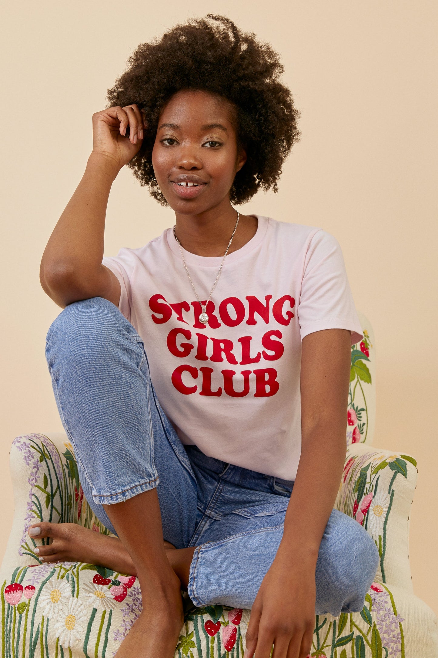Strong Girls Club Slogan TShirt - Pink