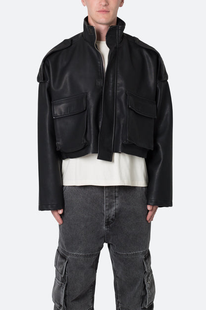 PU Cropped M65 Jacket - Black