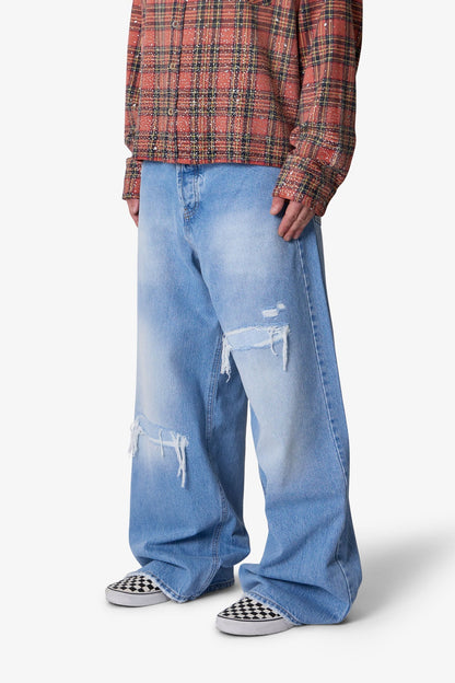 Patched Rave Denim - Washed Blue