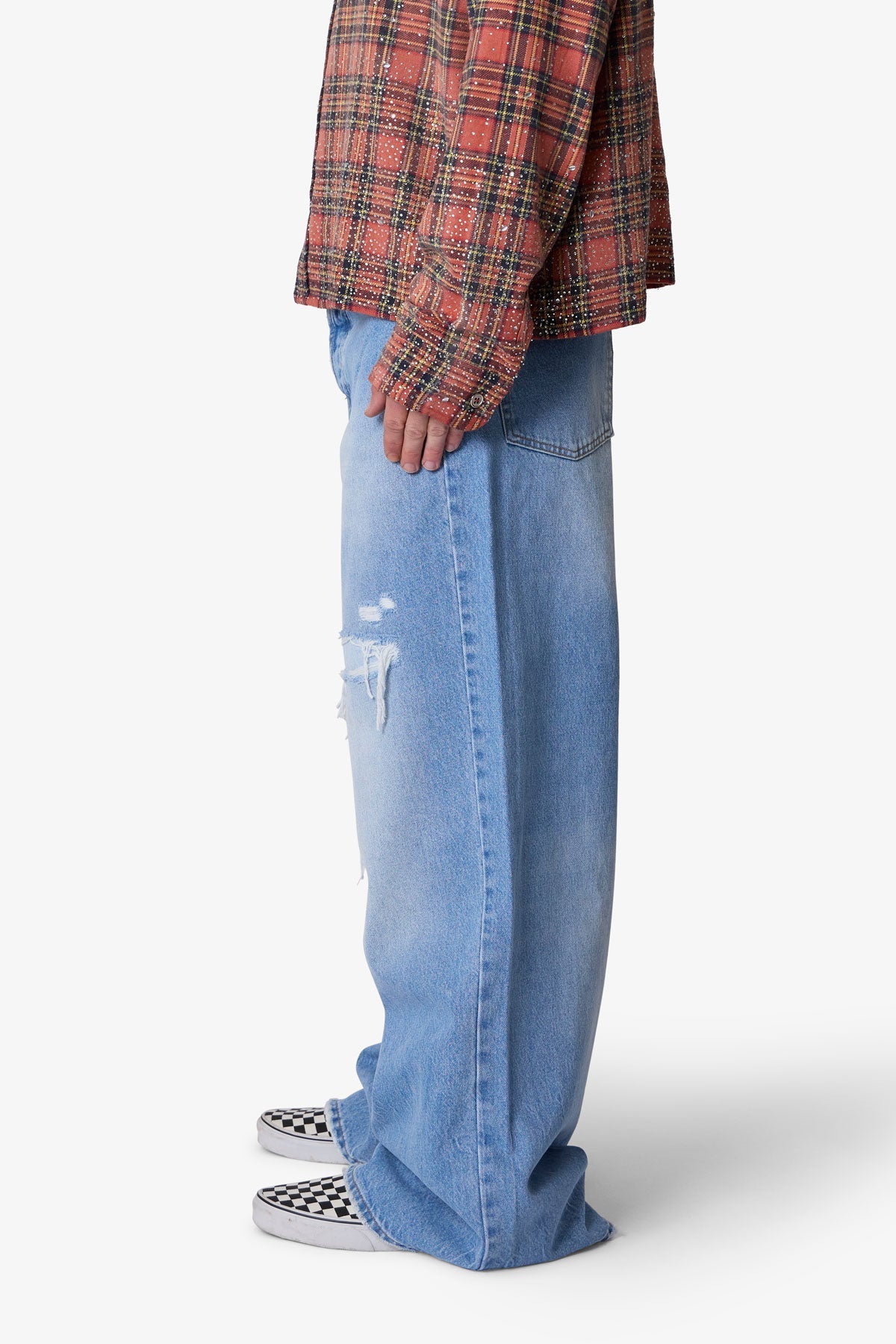 Patched Rave Denim - Washed Blue