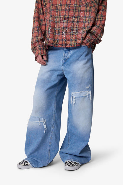 Patched Rave Denim - Washed Blue
