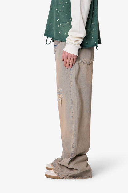 Patched Rave Denim - Washed Brown