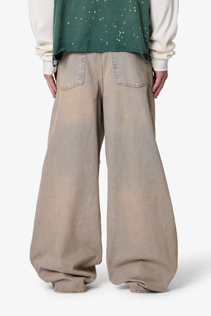 Patched Rave Denim - Washed Brown