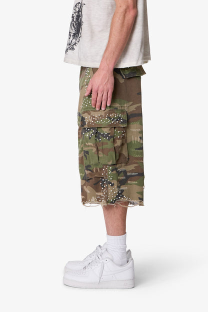 Pearled Cargo Shorts - Camo