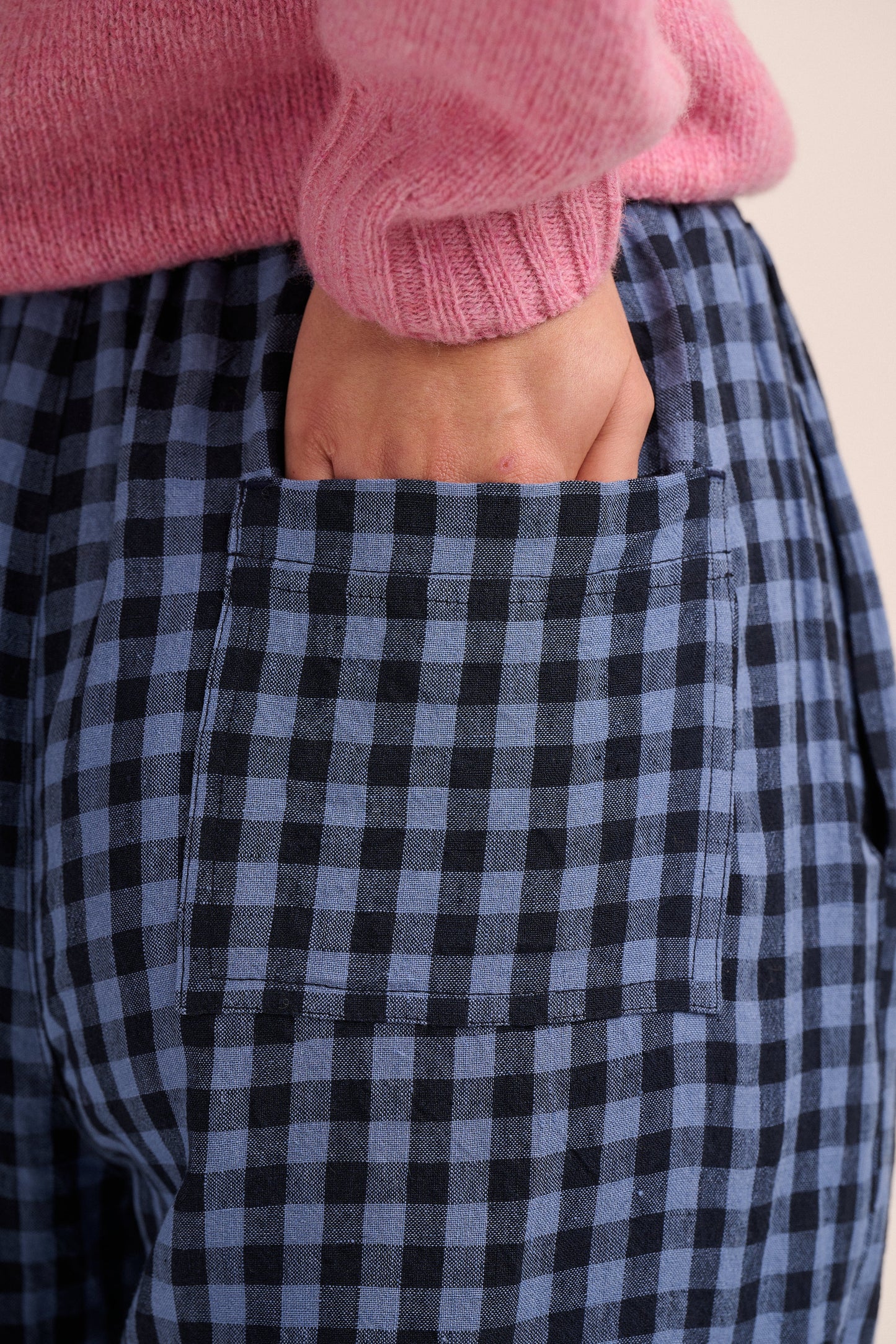 Peggy Linen Trousers - Perriwinkle Blue Gingham