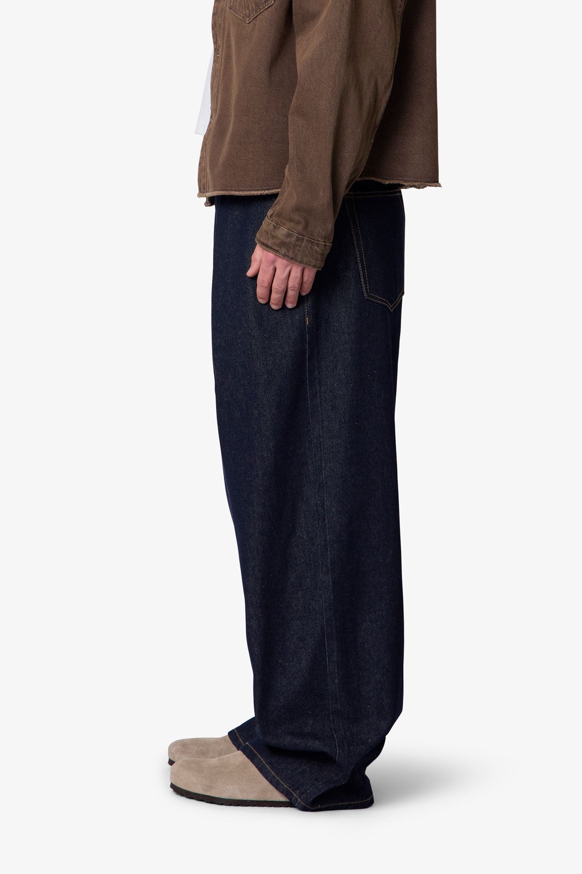Pleated Baggy Denim - Rinsed Indigo