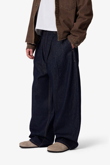 Pleated Baggy Denim - Rinsed Indigo