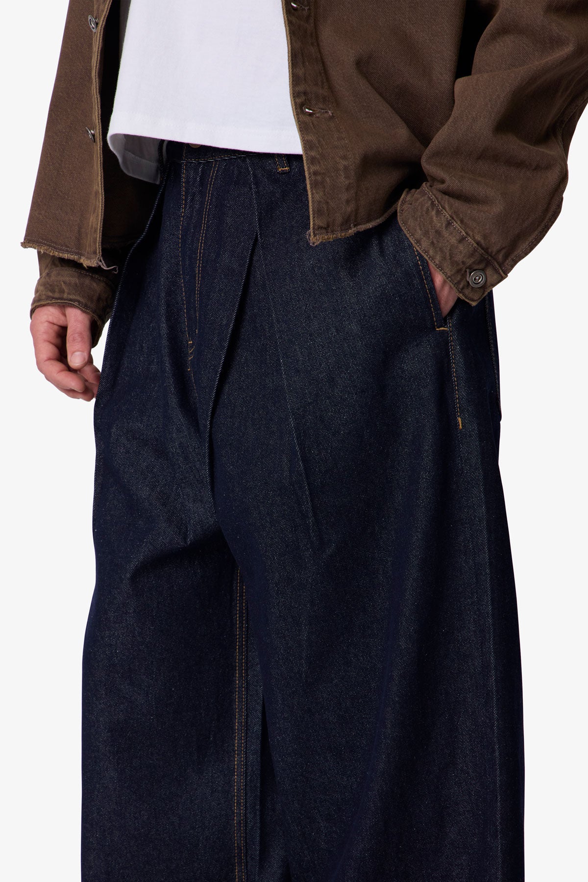 Pleated Baggy Denim - Rinsed Indigo