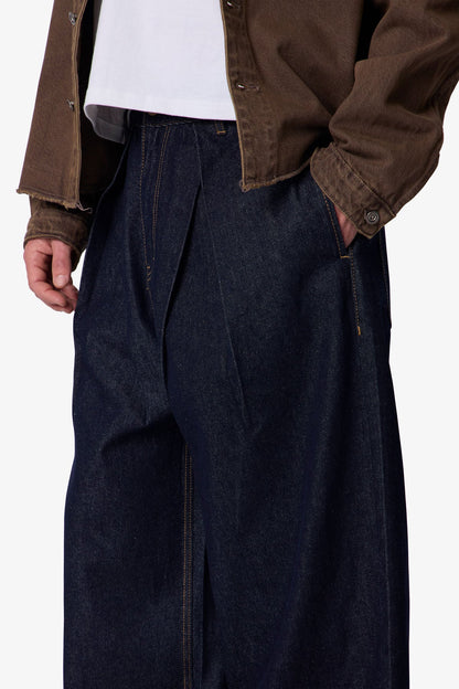 Pleated Baggy Denim - Rinsed Indigo