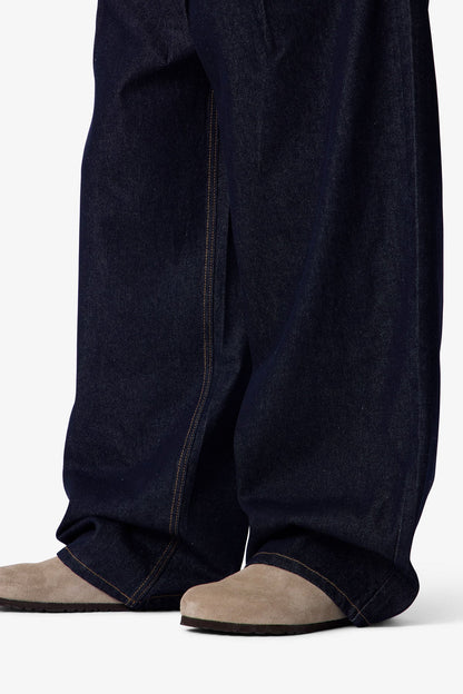 Pleated Baggy Denim - Rinsed Indigo
