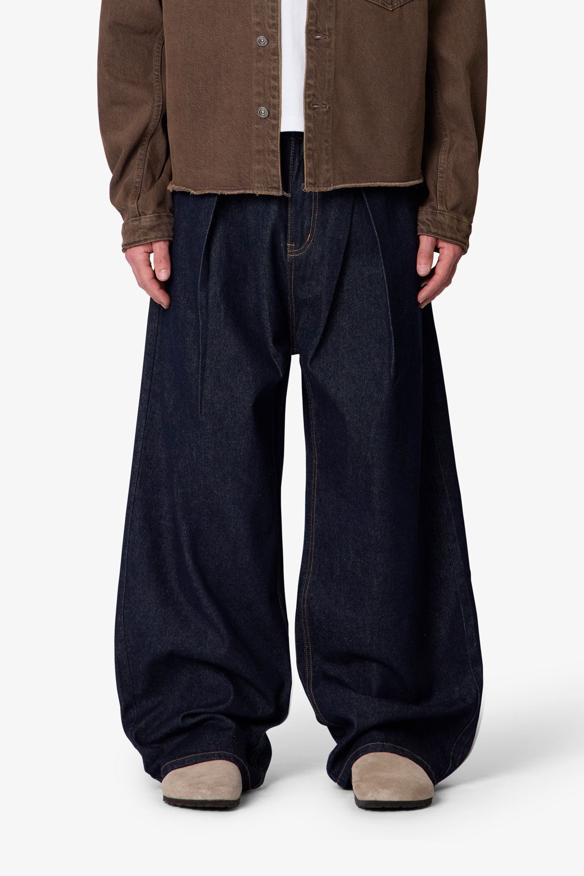 Pleated Baggy Denim - Rinsed Indigo