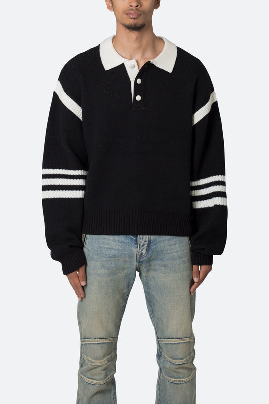 Polo Knit Sweater - Black/White