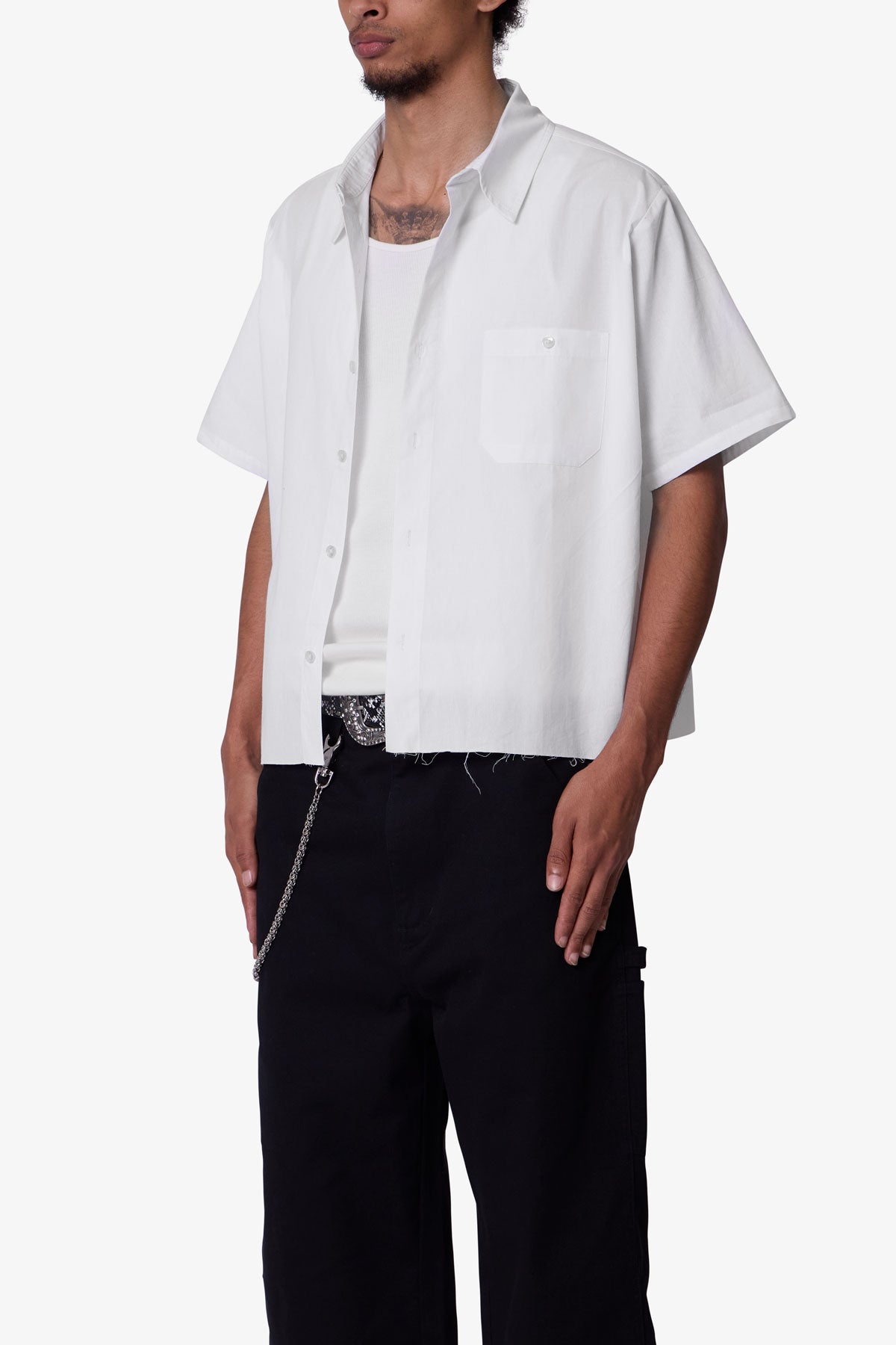 Poplin Cropped S/S Shirt - White