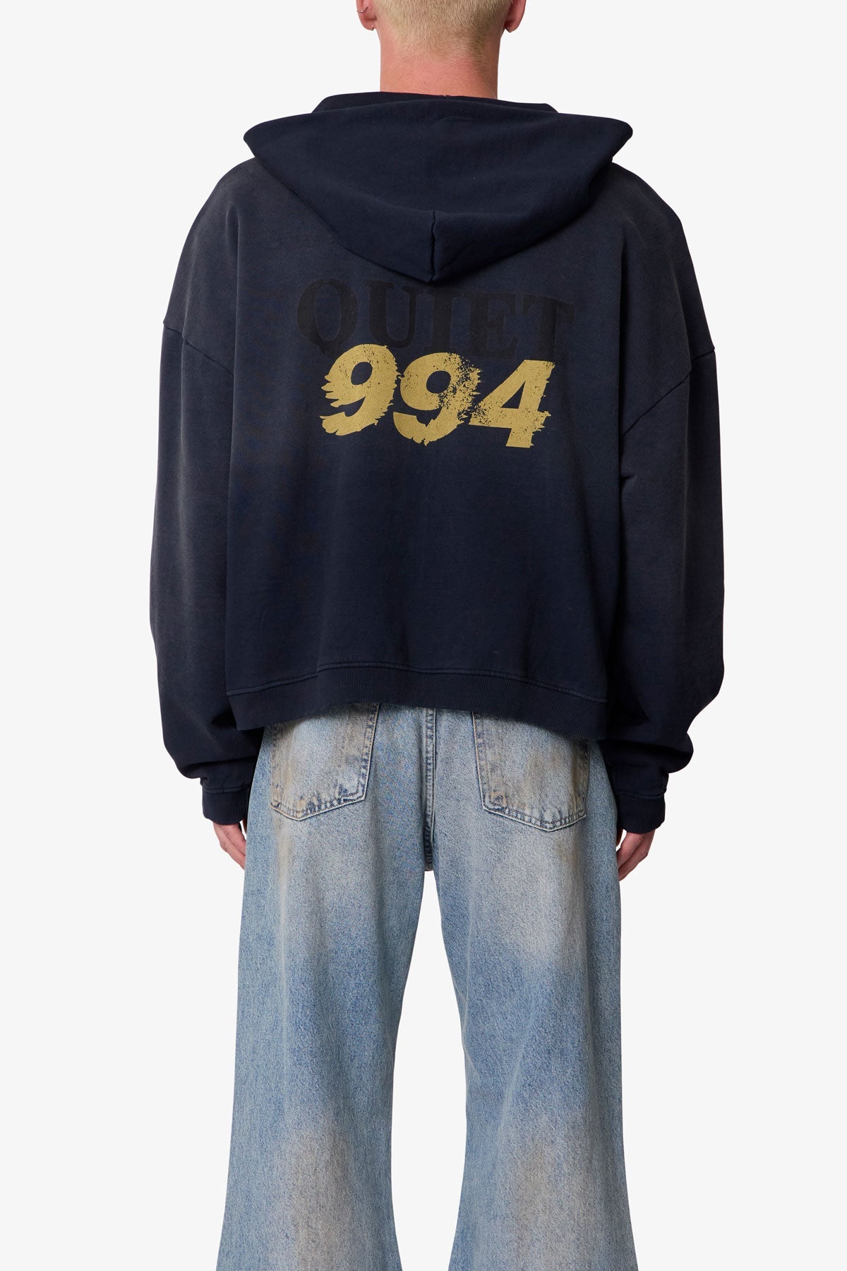 Quiet Zip Up Hoodie - Washed Black