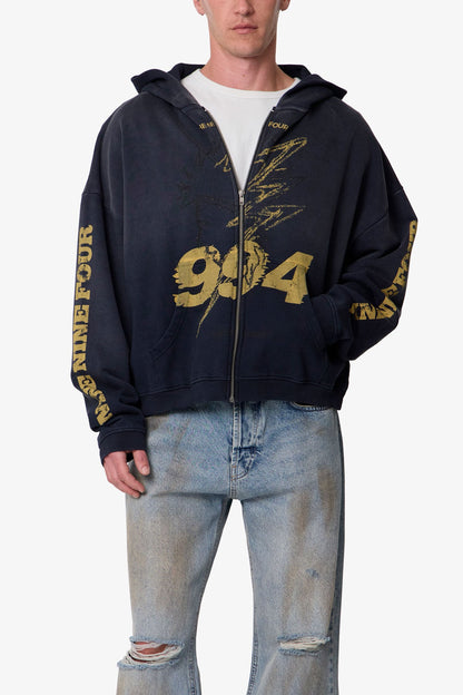 Quiet Zip Up Hoodie - Washed Black