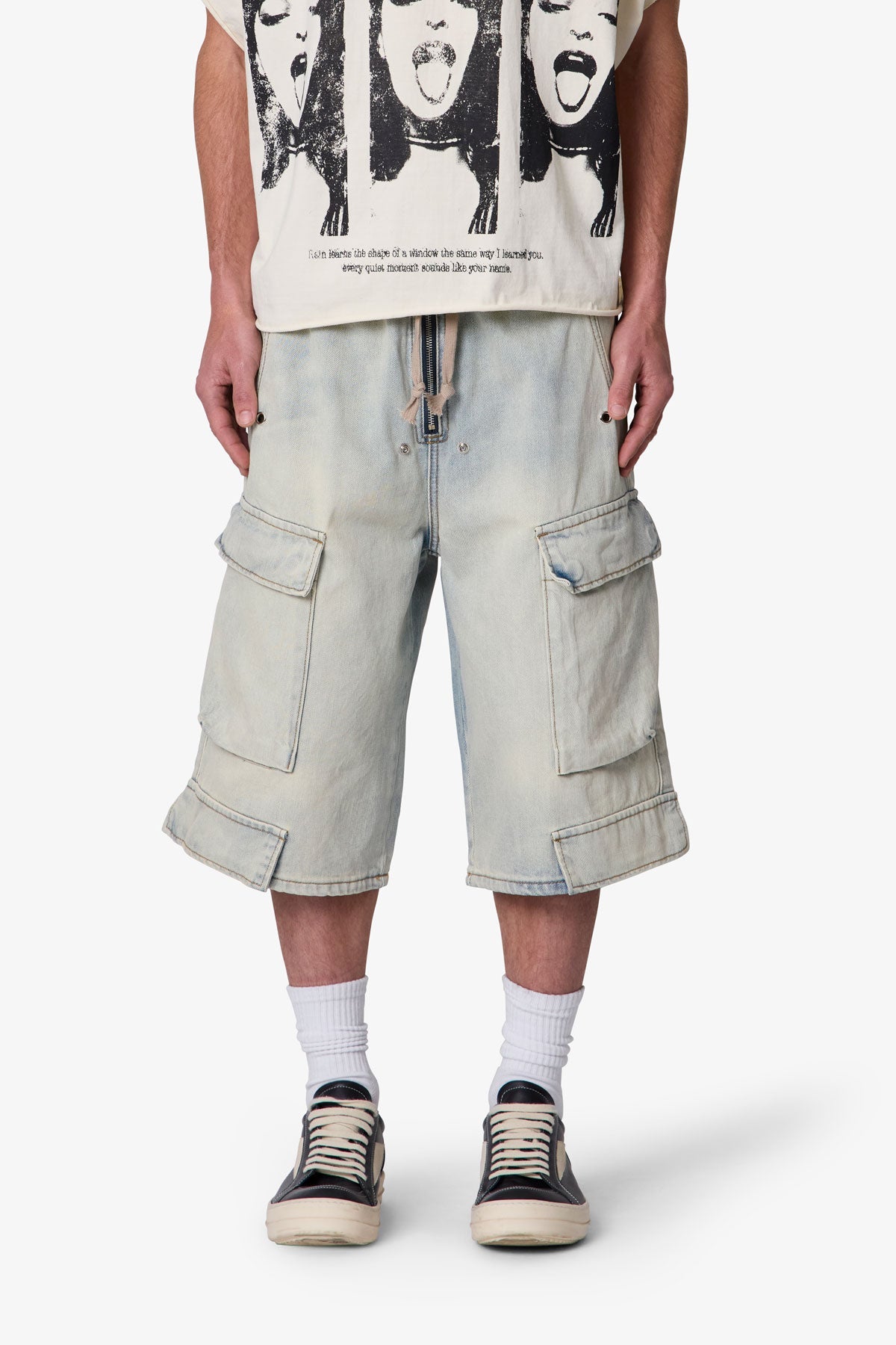 Rave Cargo Denim Shorts - Vintage Blue