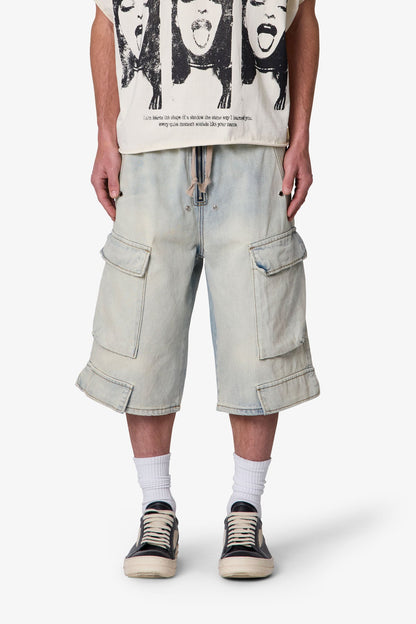 Rave Cargo Denim Shorts - Vintage Blue