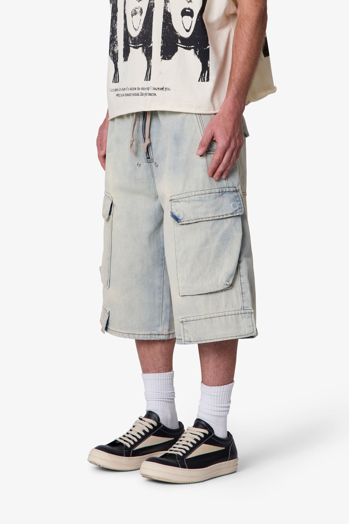 Rave Cargo Denim Shorts - Vintage Blue