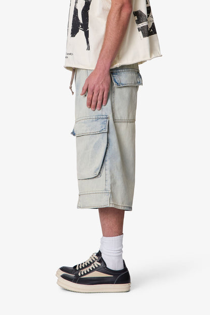 Rave Cargo Denim Shorts - Vintage Blue