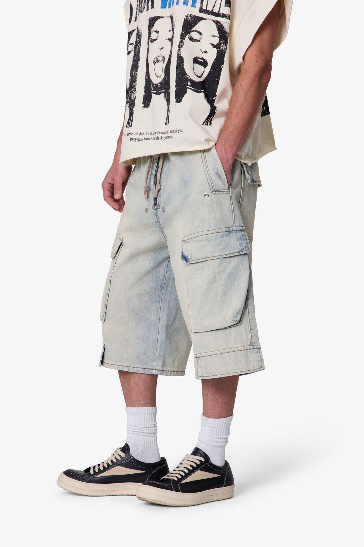 Rave Cargo Denim Shorts - Vintage Blue