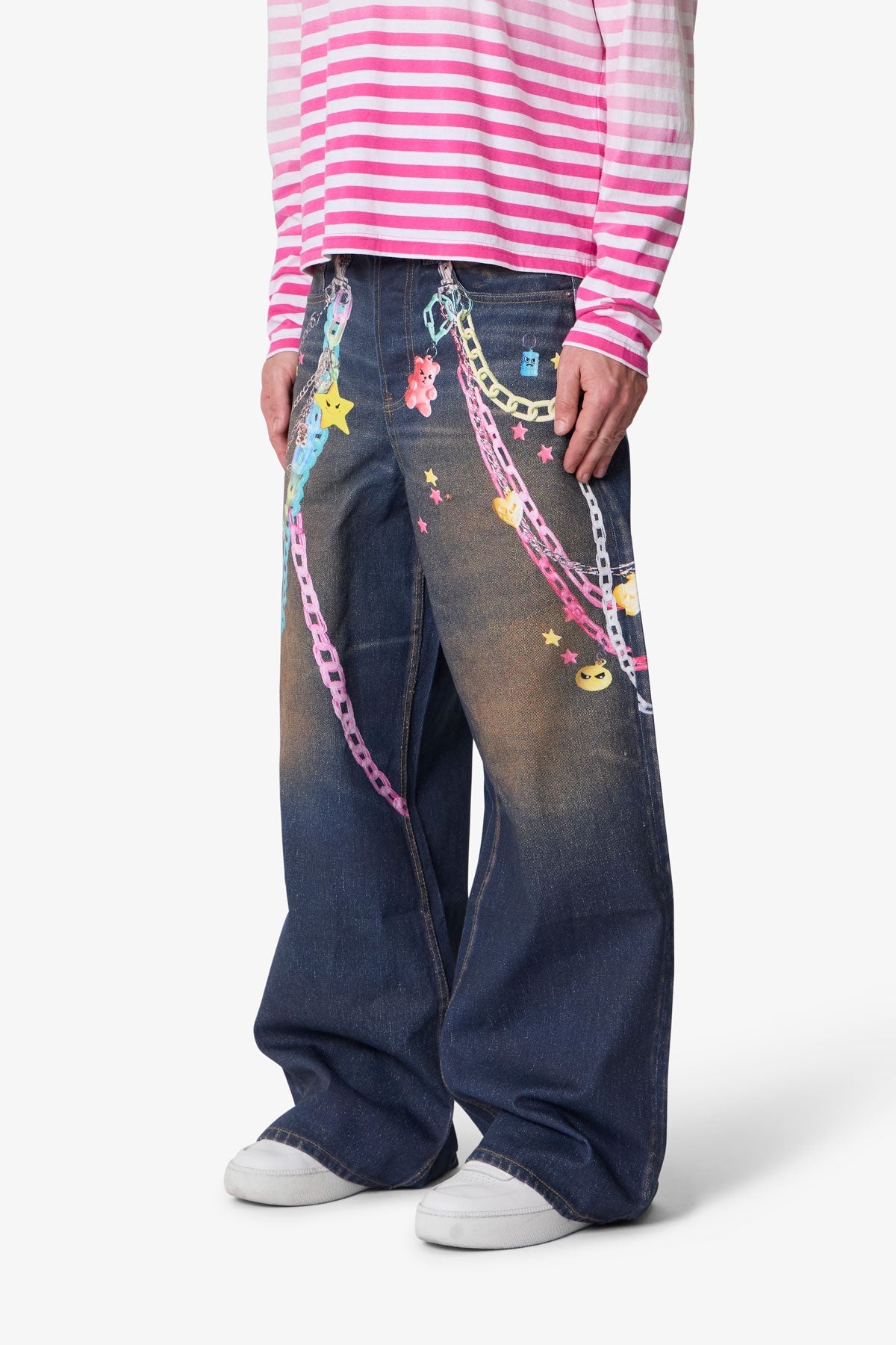 Rave Chain Printed Denim - Blue