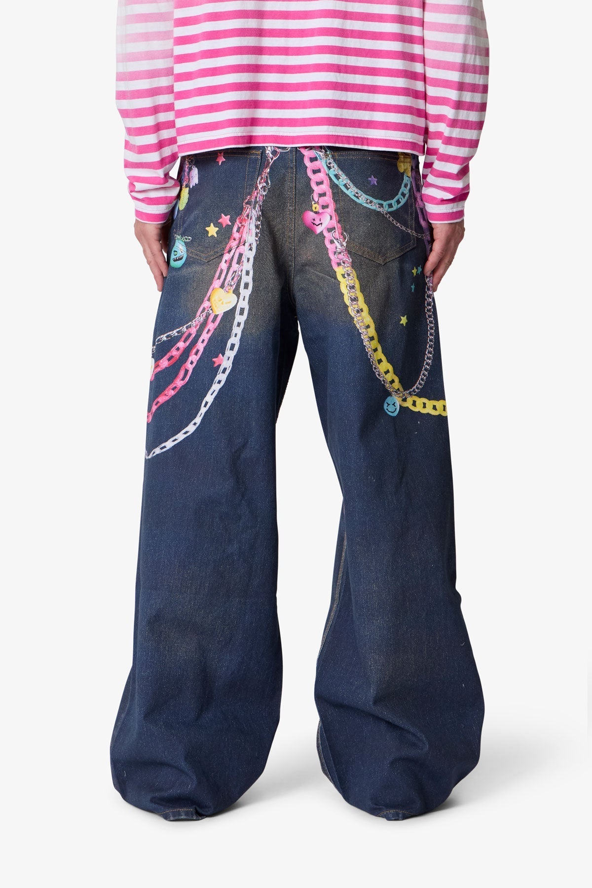 Rave Chain Printed Denim - Blue