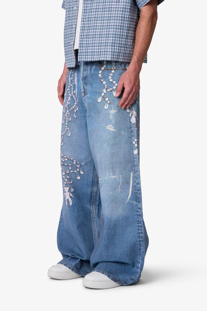 Rave Chain Printed Denim - Vintage Blue
