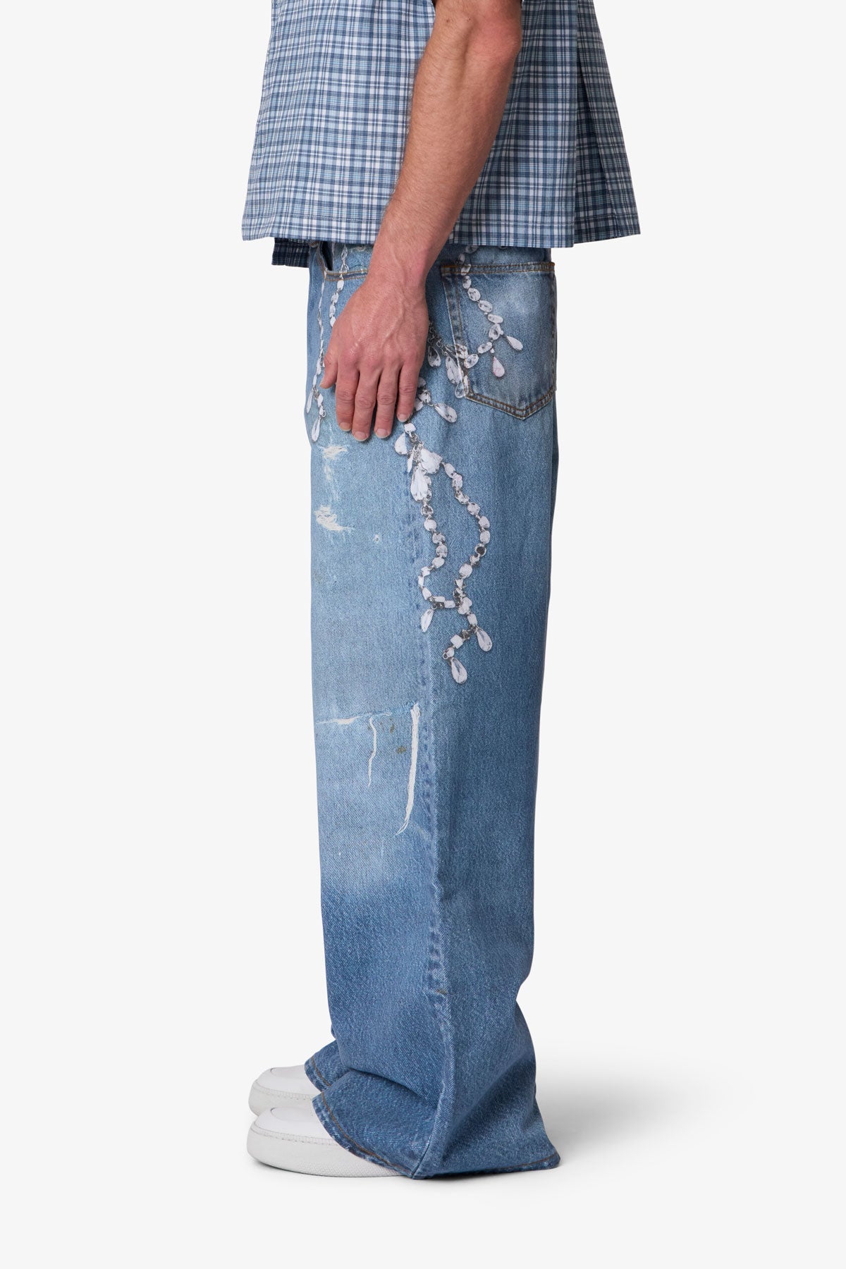 Rave Chain Printed Denim - Vintage Blue