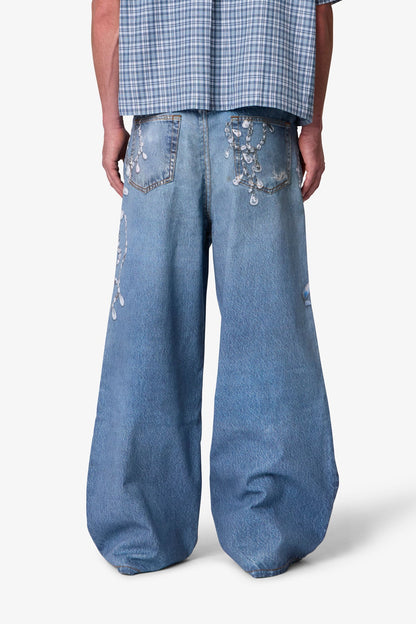 Rave Chain Printed Denim - Vintage Blue